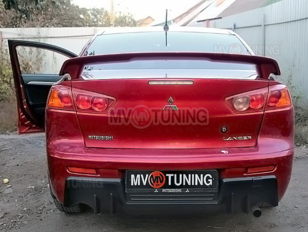 Накладка (юбка) заднего бампера "EVO" var №2 для Mitsubishi Lancer X (2007-2016) купить недорого с доставкой в Нижний-Новгород