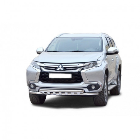 Защита переднего бампера «Труба двойная» (d63,5) для Mitsubishi Pajero Sport (2017-н.в.)(Окрашенное) купить недорого с доставкой в Нижний-Новгород