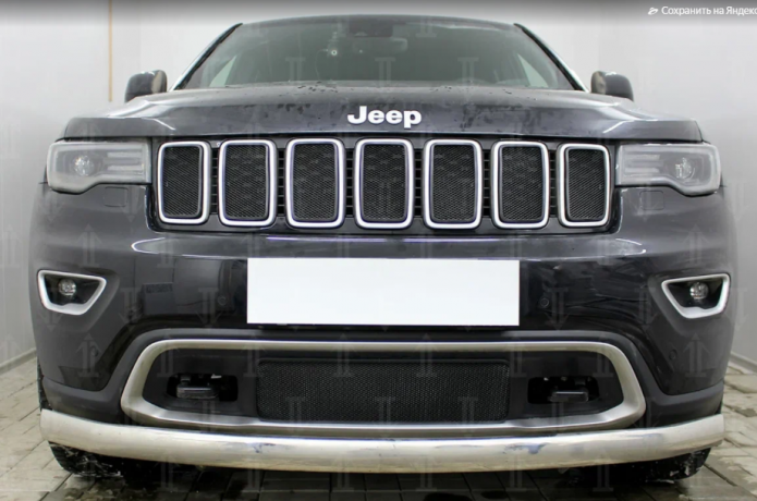 Защита радиатора "Standart" Jeep Grand Cherokee (2018-н.в.) верх, чёрная купить недорого с доставкой в Нижний-Новгород
