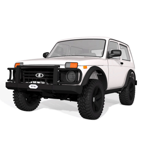 силовой передний бампер f-design fd 2.0 для L@DA 4x4 с защитой фар (не окрашенный) купить недорого с доставкой в Нижний-Новгород